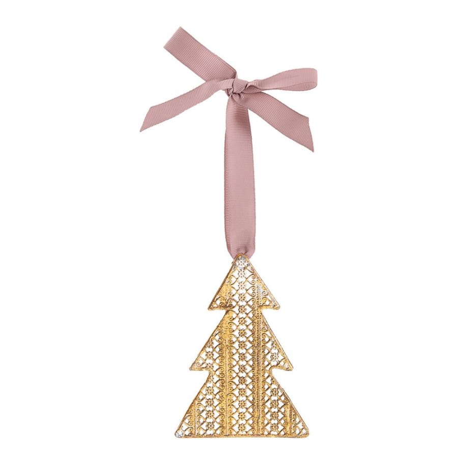 Boutique De Noel MATHILDE M Decoration | Sapin En Metal Dore A Suspendre