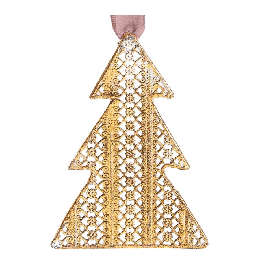 Boutique De Noel MATHILDE M Decoration | Sapin En Metal Dore A Suspendre