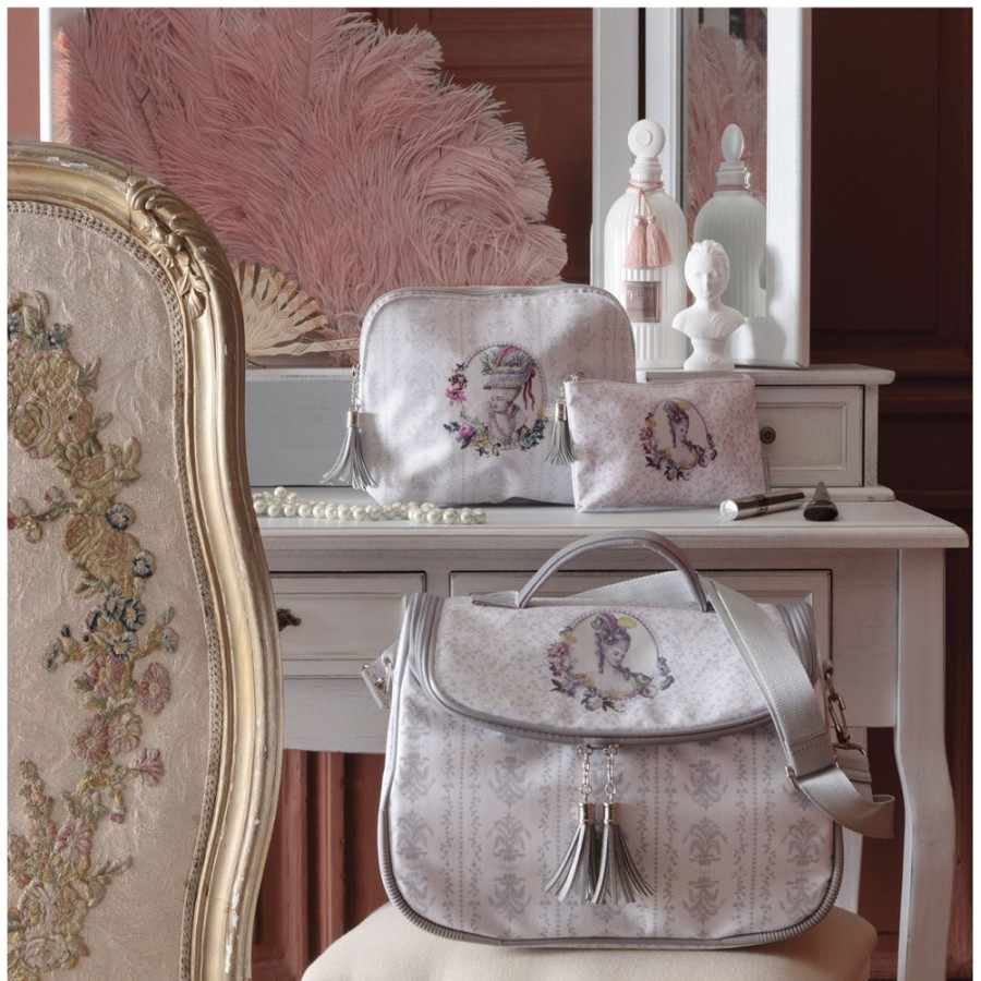 Bain MATHILDE M Trousses | Trousse De Toilette Elegante Courtisanes Grise - Grand Modele