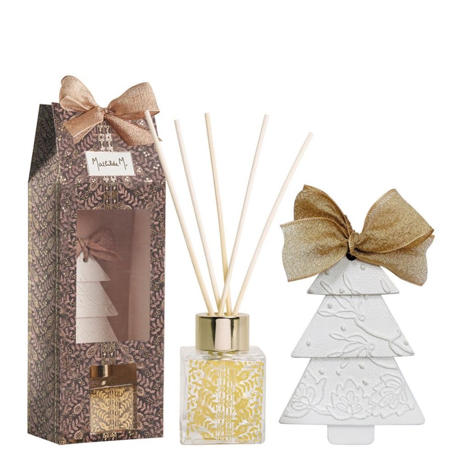 Parfum D'Interieur MATHILDE M Coffrets Cadeaux | Coffret Diffuseur De Parfum D'Ambiance Fetes Enchantees - Sapin Dore