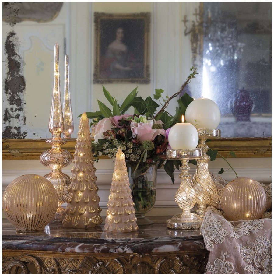 Decoration MATHILDE M Objets Decoratifs | Boule Mercurisee Lumineuse Rose Et Doree - Moyen Modele