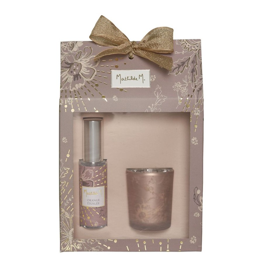 Parfum D'Interieur MATHILDE M Coffrets Cadeaux | Coffret Bougie Et Spray D'Ambiance Fetes Enchantees - Orange Etoilee