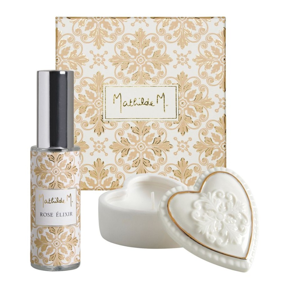 Parfum D'Interieur MATHILDE M Coffrets Cadeaux | Coffret Bougie Et Parfum D'Ambiance Murmures De Papier - Rose Elixir