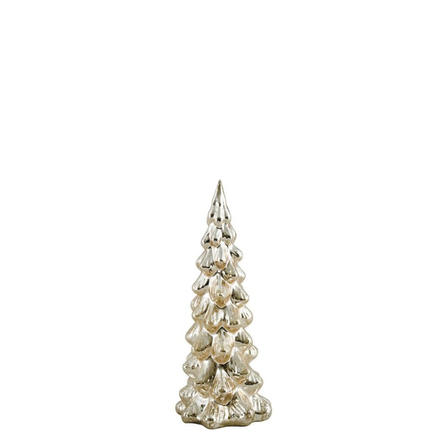 Decoration MATHILDE M Objets Decoratifs | Sapin Lumineux En Verre Mercurise Dore - Petit Modele