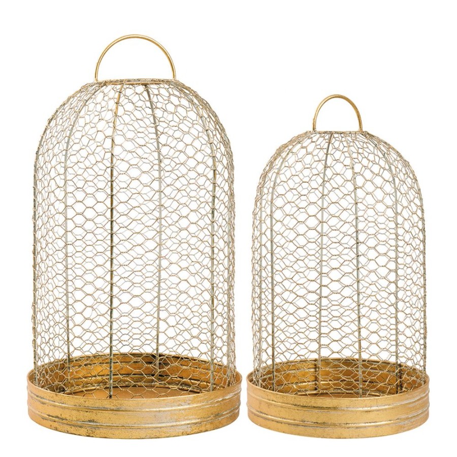 Decoration MATHILDE M Objets Decoratifs | Set De 2 Cages Champetres Dorees