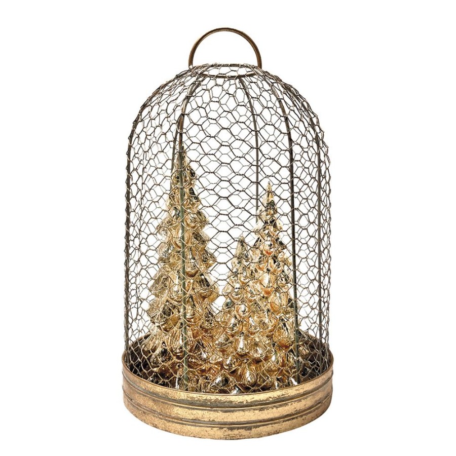 Decoration MATHILDE M Objets Decoratifs | Set De 2 Cages Champetres Dorees