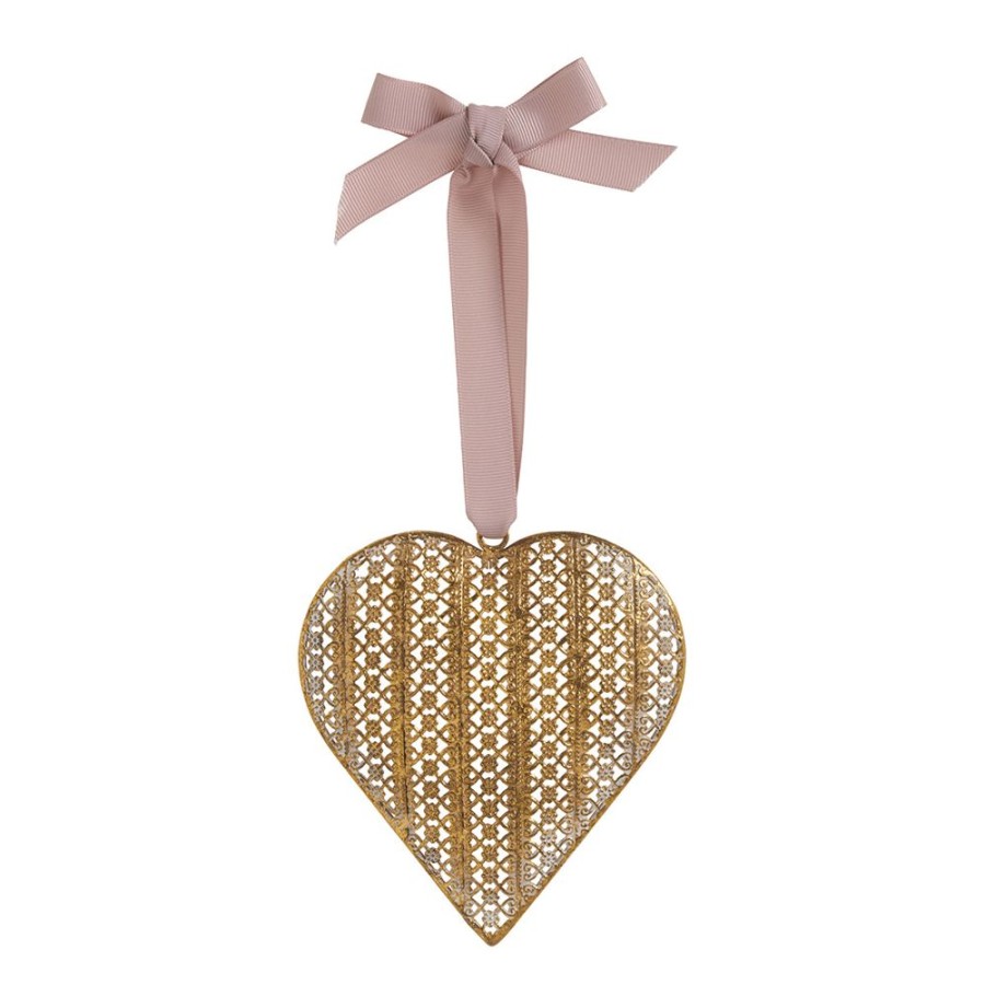 Boutique De Noel MATHILDE M Decoration | Coeur Dentelle A Suspendre Finition Laiton Vieilli