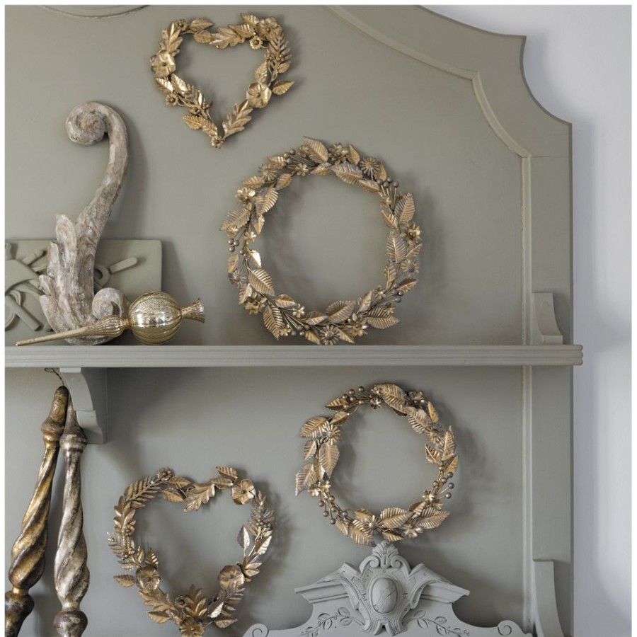 Decoration MATHILDE M Toiles Et Decorations Murales | Couronne Metal Ronde Or - Grand Modele