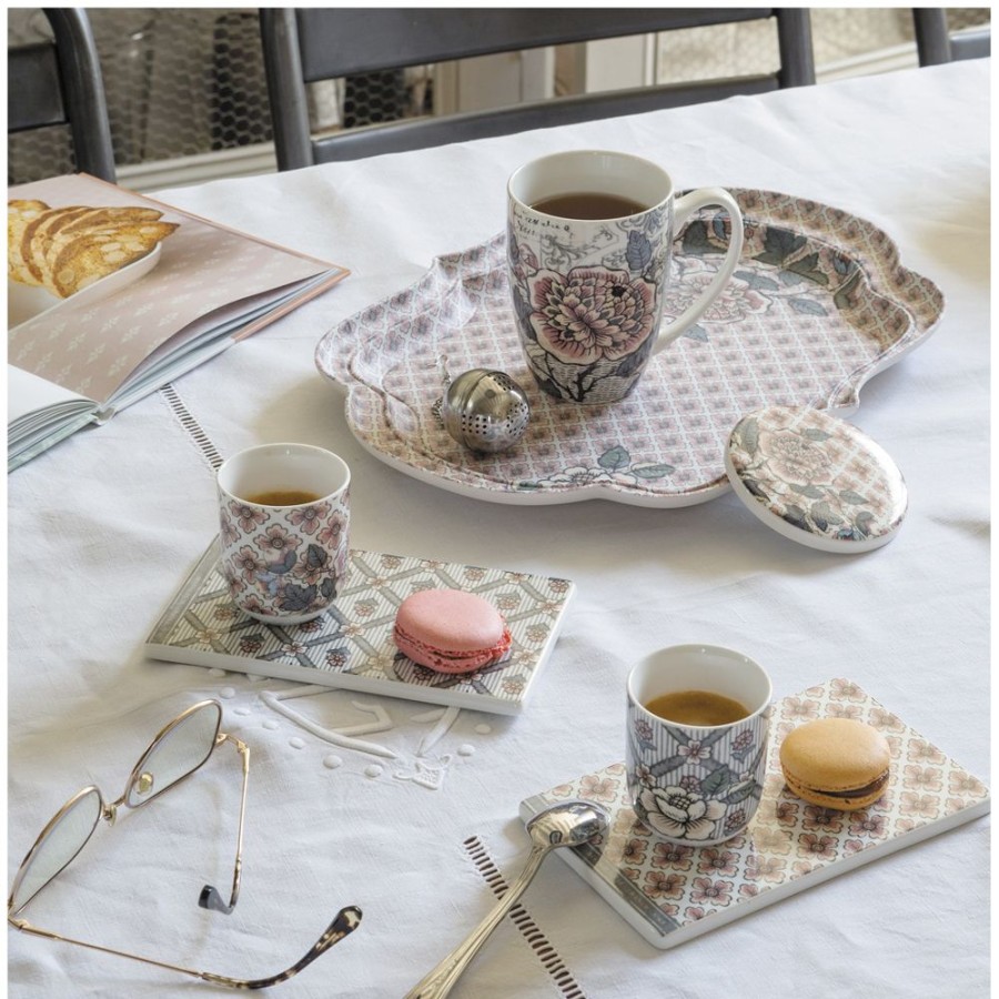 Art De La Table MATHILDE M Bols, Tasses Et Theieres | Coffret De 2 Tasses Et 2 Plateaux - Madame De Pompadour