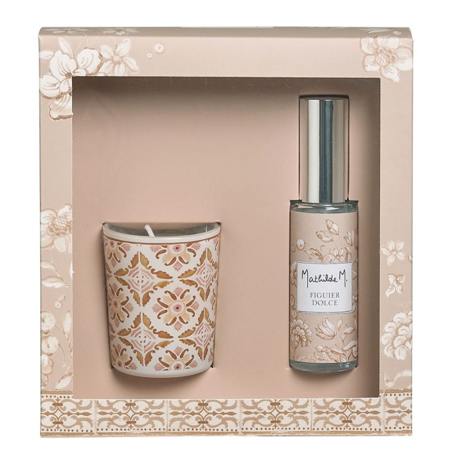 Parfum D'Interieur MATHILDE M Coffrets Cadeaux | Coffret Bougie Et Spray D'Ambiance Escale A Sintra - Figuier Dolce