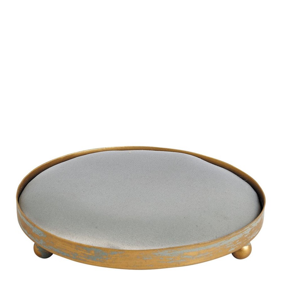 Decoration MATHILDE M Objets Decoratifs | Plateau Rond Tapissier Pour Decor Parfume - Gris