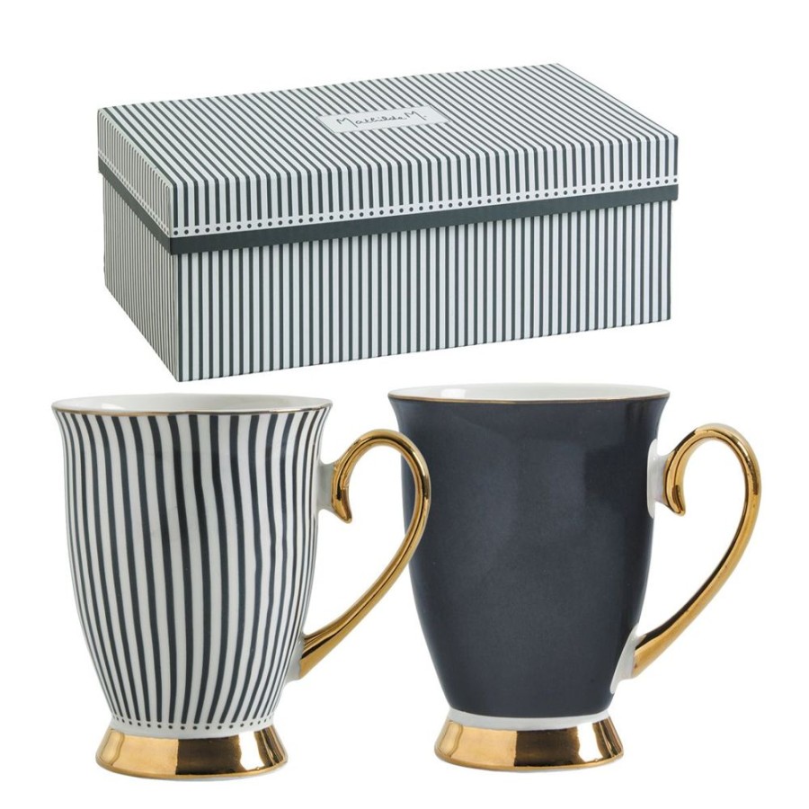 Art De La Table MATHILDE M Bols, Tasses Et Theieres | Coffret De 2 Mugs Madame De Recamier - Noir