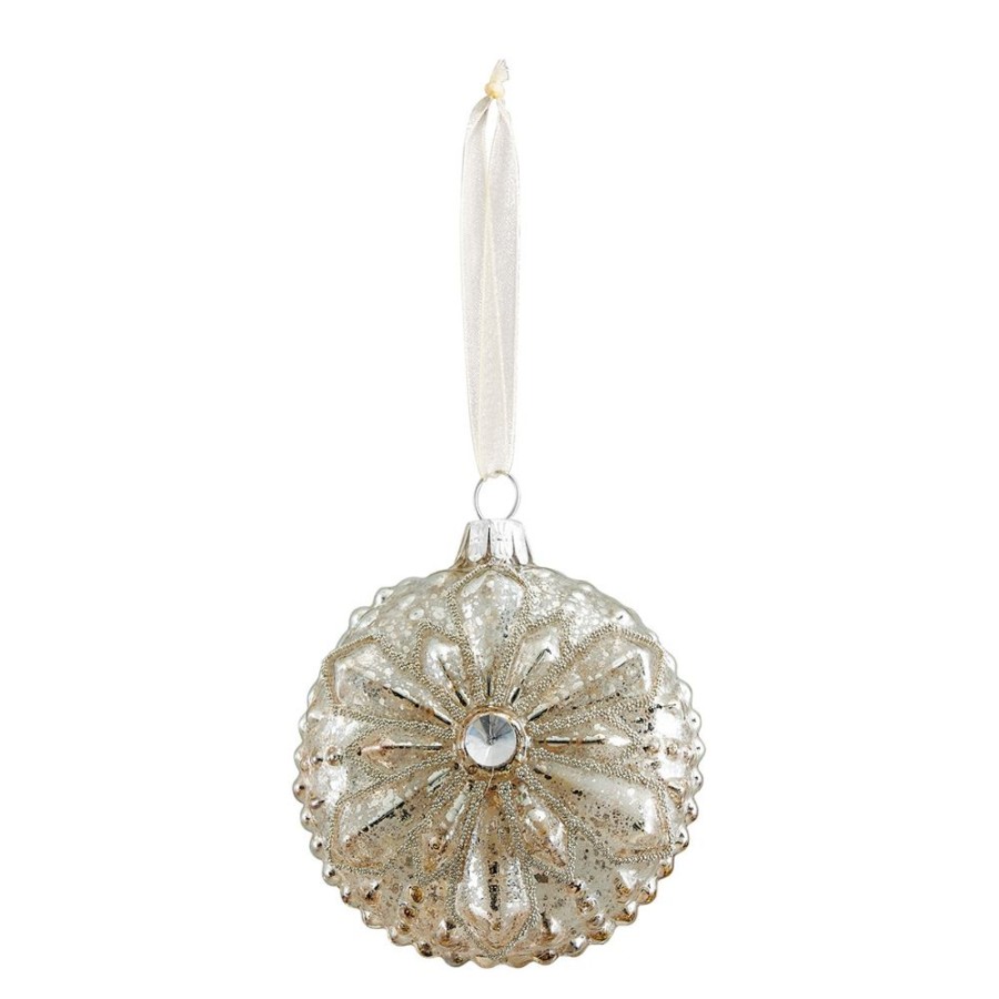 Boutique De Noel MATHILDE M Decoration | Deco Fleur De Noel En Verre Mercurise - Petit Modele