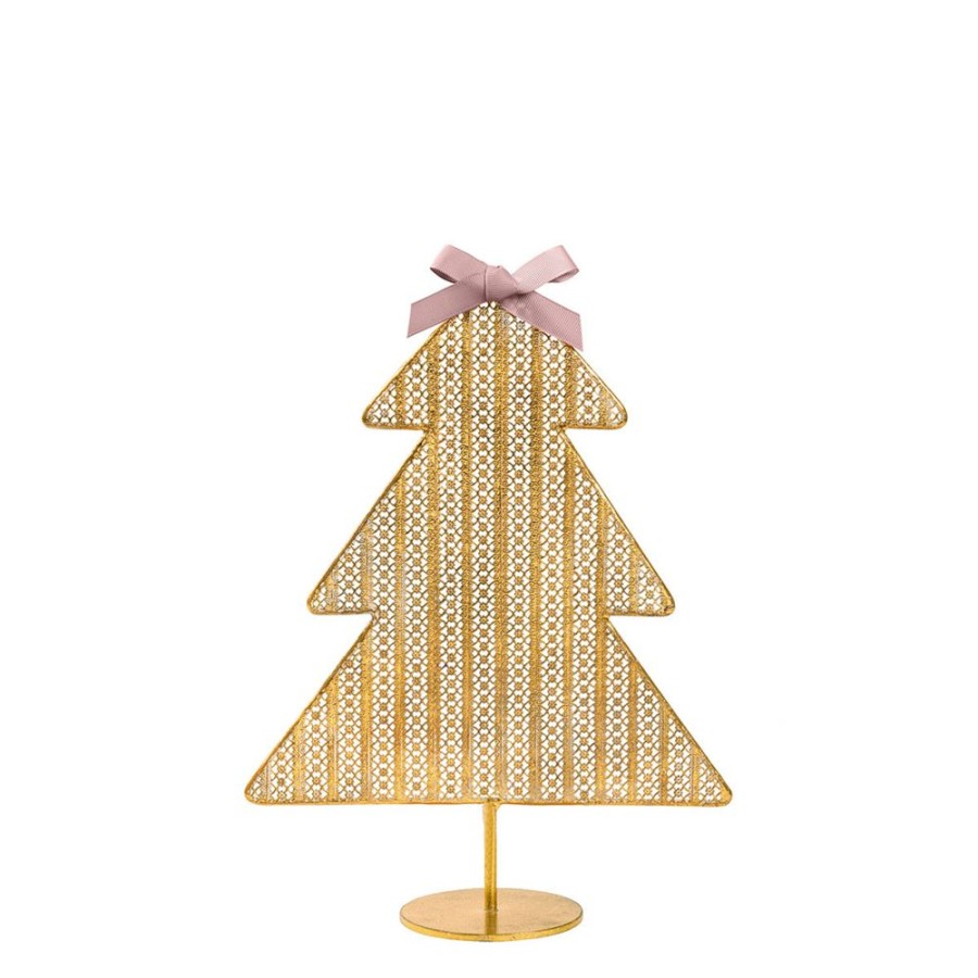 Boutique De Noel MATHILDE M Decoration | Sapin En Metal Dore A Poser - Petit Modele