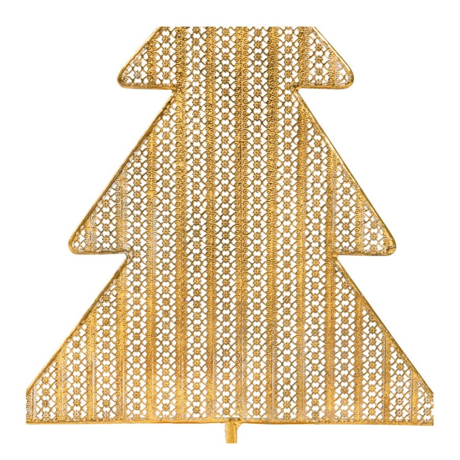 Boutique De Noel MATHILDE M Decoration | Sapin En Metal Dore A Poser - Petit Modele