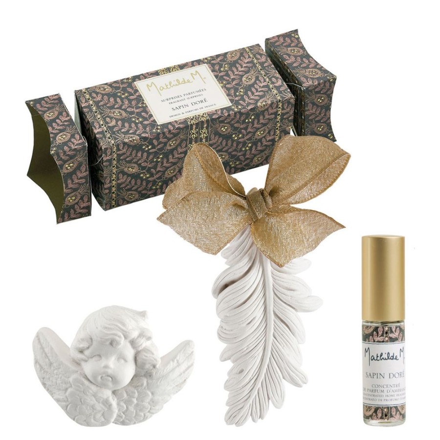 Parfum D'Interieur MATHILDE M Coffrets Cadeaux | Crackers Surprises Parfumees Fetes Enchantees - Sapin Dore