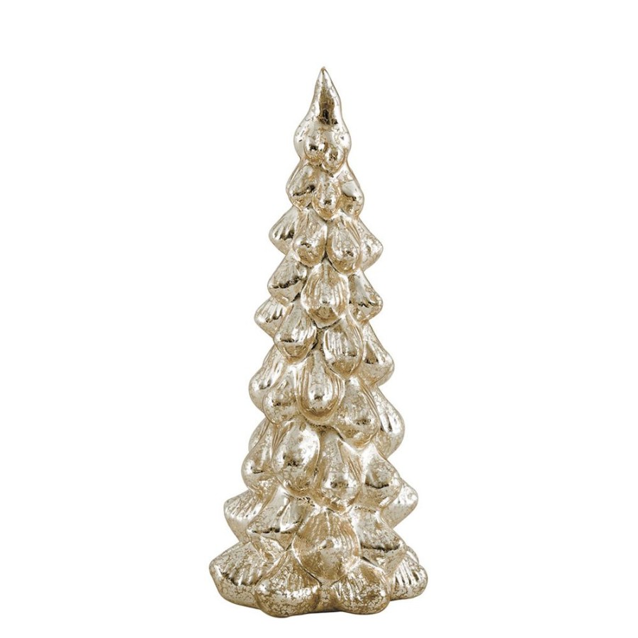 Decoration MATHILDE M Objets Decoratifs | Sapin Lumineux En Verre Mercurise Dore - Grand Modele