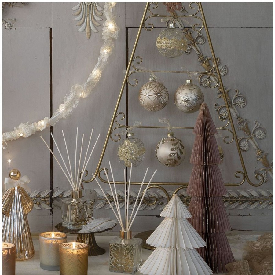 Boutique De Noel MATHILDE M Art De La Table | Sapin En Papier Pliable - Rose