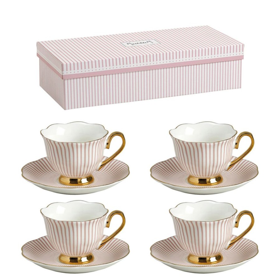 Art De La Table MATHILDE M Bols, Tasses Et Theieres | Coffret 4 Tasses A Cafe Madame De Recamier - Rose