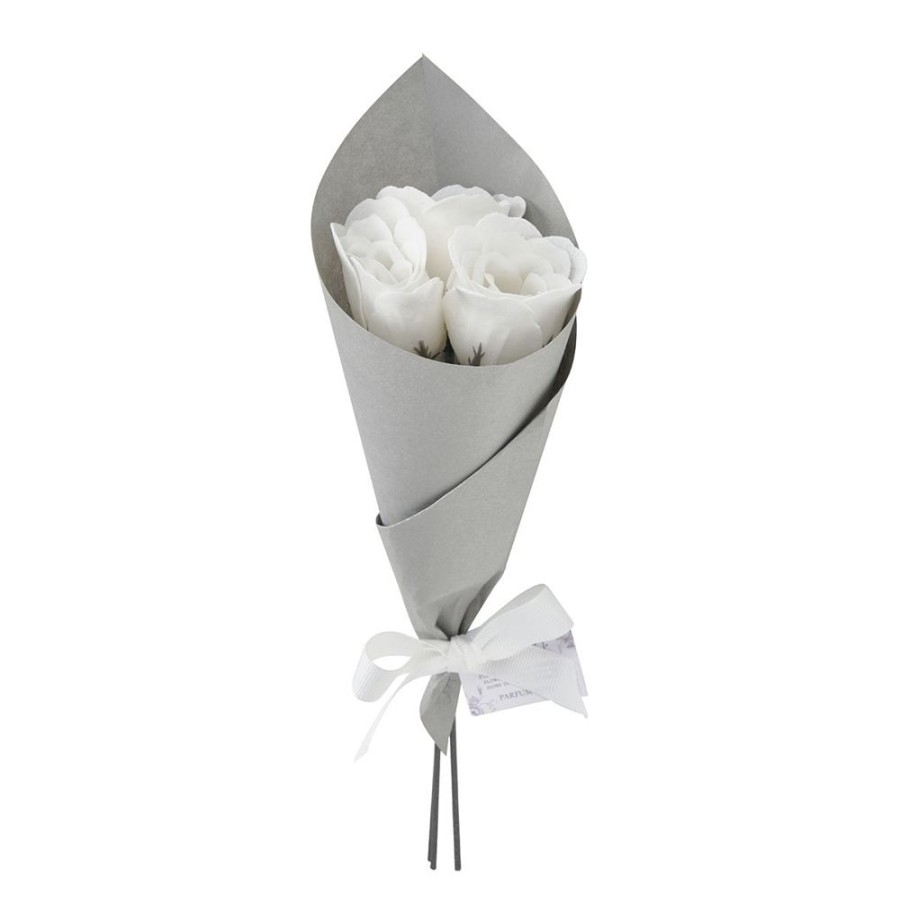 Bain MATHILDE M Feuilles De Savon | Bouquet De 3 Roses De Savon Blanches - Parfum Rose