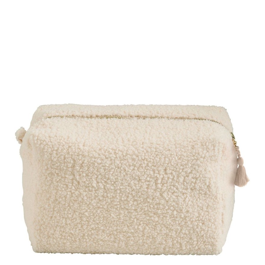 Bain MATHILDE M Trousses | Trousse De Toilette Rectangulaire Bouclette Ecrue - Grand Modele