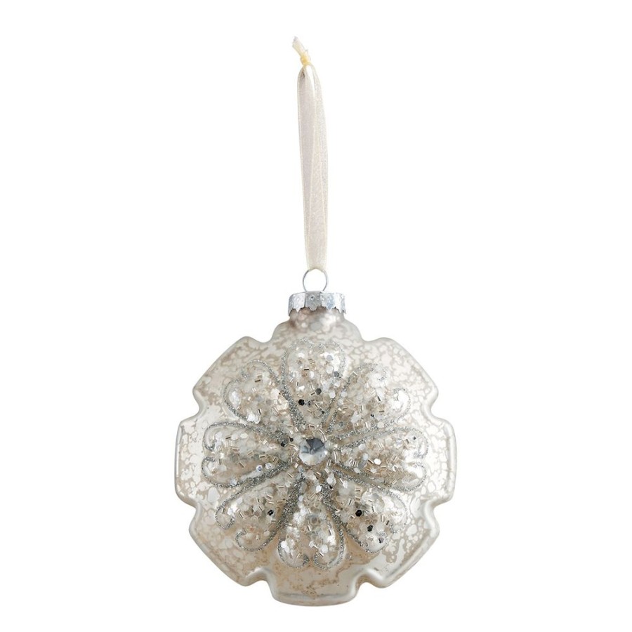 Boutique De Noel MATHILDE M Decoration | Deco Fleur De Noel En Verre Mercurise - Grand Modele