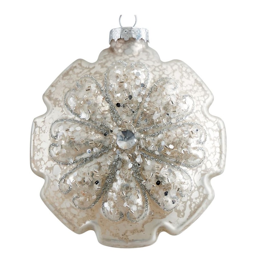 Boutique De Noel MATHILDE M Decoration | Deco Fleur De Noel En Verre Mercurise - Grand Modele