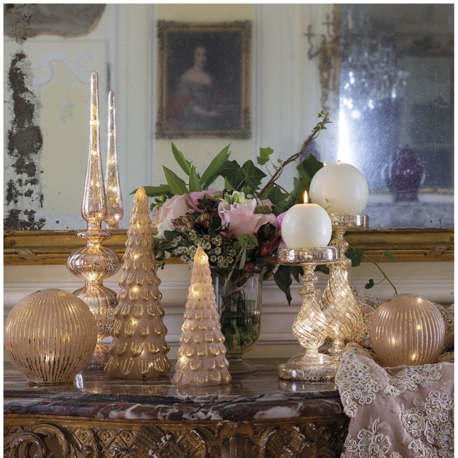 Decoration MATHILDE M Objets Decoratifs | Boule Mercurisee Lumineuse Rose Et Doree - Grand Modele