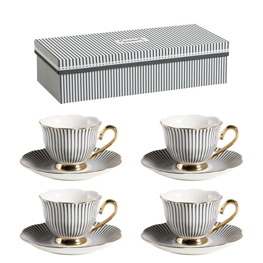 Art De La Table MATHILDE M Bols, Tasses Et Theieres | Coffret 4 Tasses A Cafe Madame De Recamier - Gris