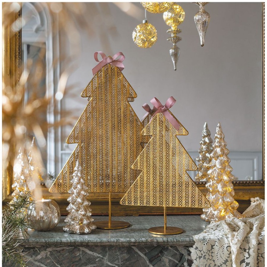 Boutique De Noel MATHILDE M Decoration | Sapin En Metal Dore A Poser - Grand Modele